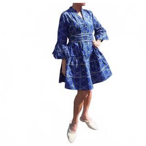 NEW PEP'S CANNES pompadour boubou mini dress in blue